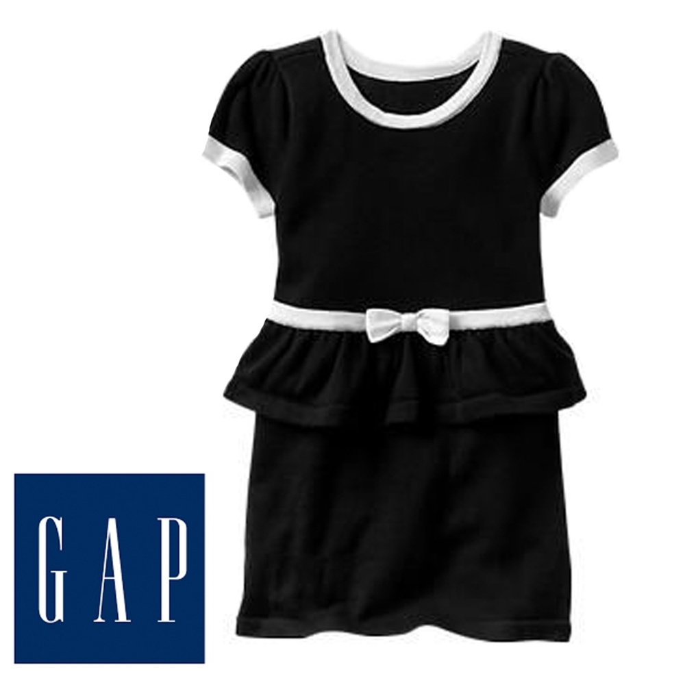 NWT Girls Knit Peplum Dress Black 3T